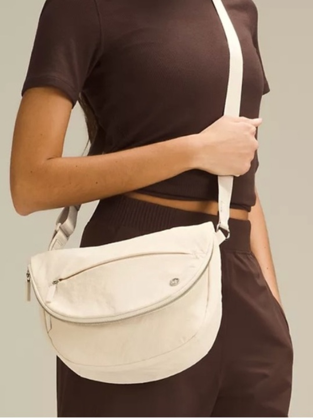 Lululemon All Night Festival Bag 5L in White Opal with Silver Hardware